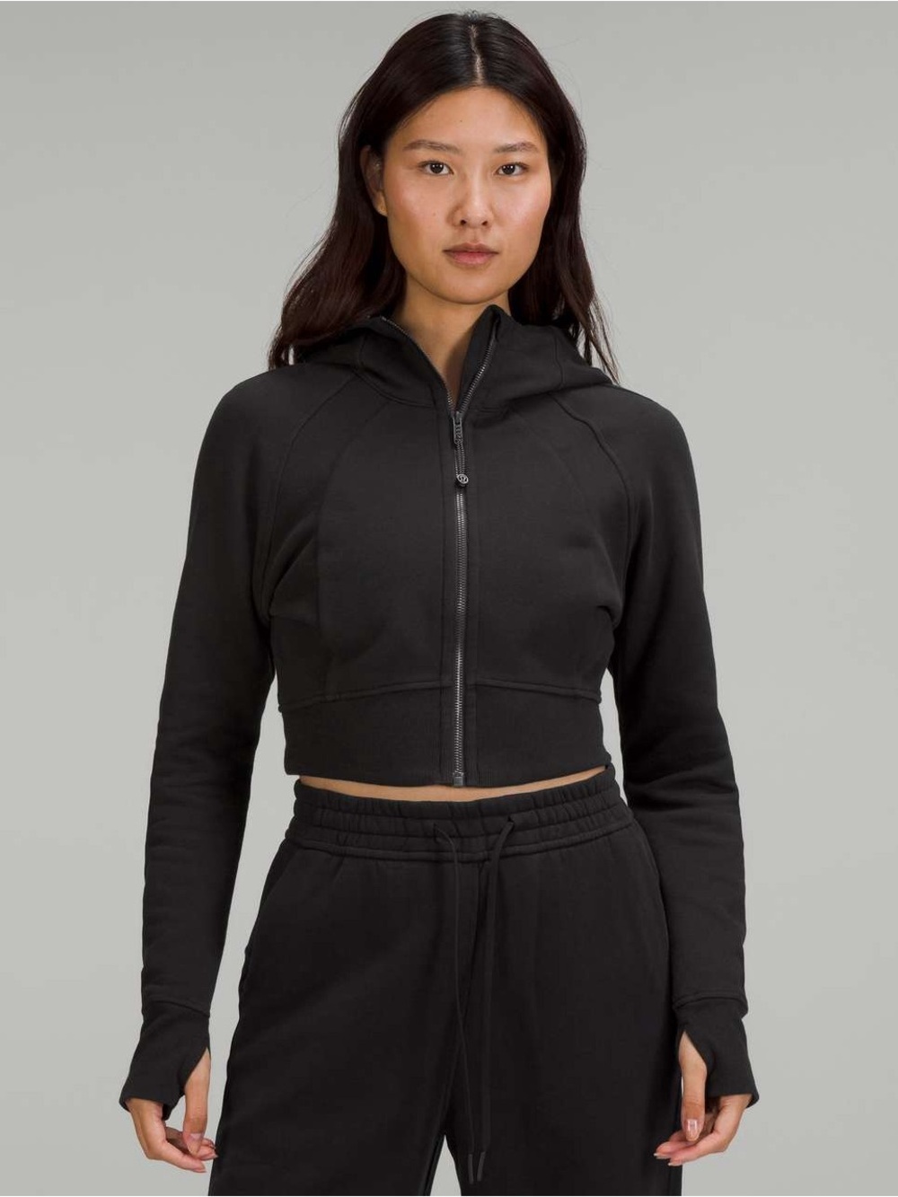Lululemon Scuba Full-Zip Cropped Hoodie in Black Size 2